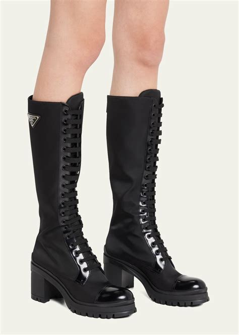 vintage prada knee high boots|prada lace up combat boots.